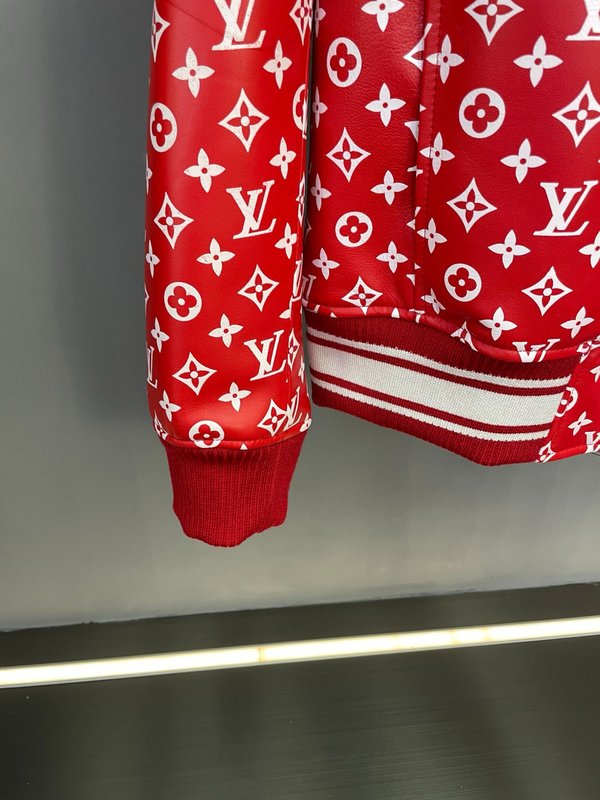 LV×Supreme 레드 소가죽 야구 재킷 001-276104