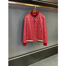 LV×Supreme 레드 소가죽 야구 재킷 001-276104