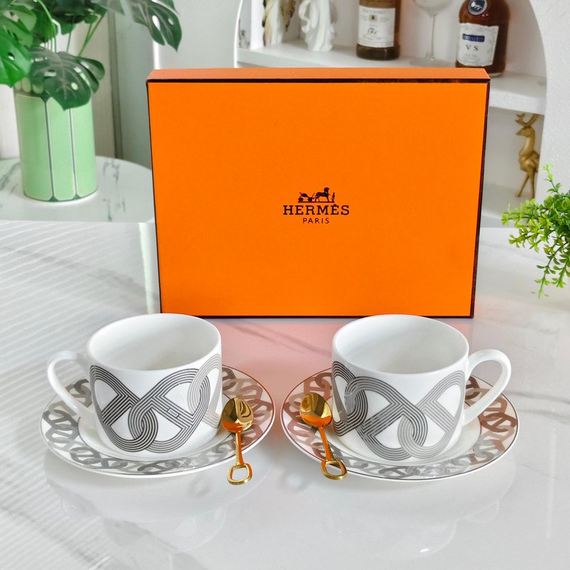 에르메스 컵받침 세트 (주황/흰/회) 001-276255