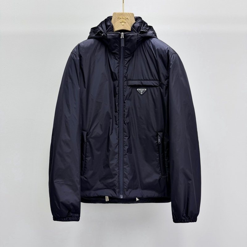 Prada 탈부착 후드 리사이클 나일론 다운 재킷 001-276576