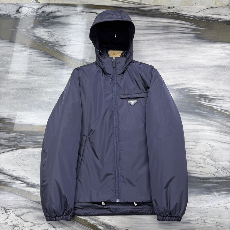 Prada 탈부착 후드 리사이클 나일론 다운 재킷 001-276576