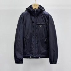 Prada 탈부착 후드 리사이클 나일론 다운 재킷 001-276576