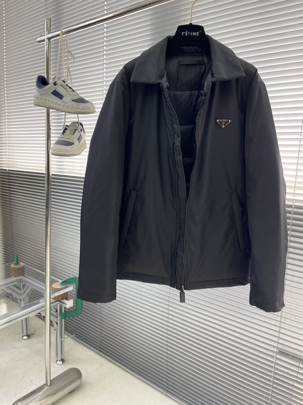 PRAD 빈티지 셔츠 칼라 다운 패딩 자켓 001-276639