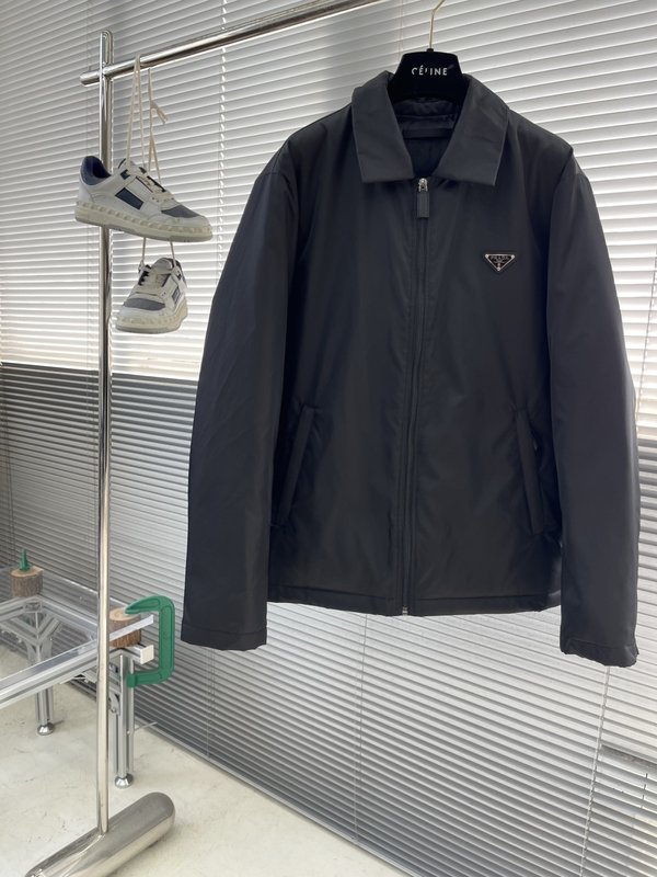 PRAD 빈티지 셔츠 칼라 다운 패딩 자켓 001-276639