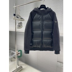 신상 후드 패치워크 소재 보온 다운점퍼 001-276640