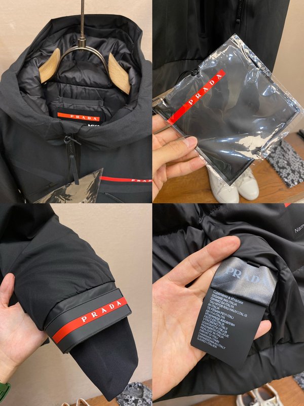 Prada 방수 압착 후드 다운 재킷 001-276676