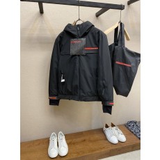 Prada 방수 압착 후드 다운 재킷 001-276676