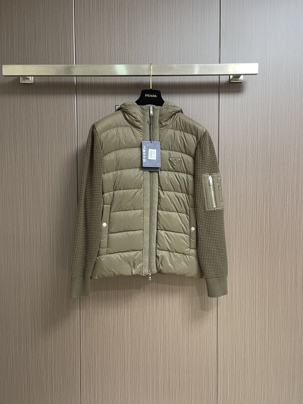 Prad* 남성 니트 패치후드 다운 점퍼 001-276697