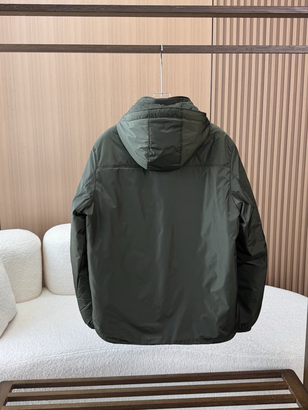프라다 남성용 탈부착 조임끈 후드 리사이클 나일론 다운 001-276709