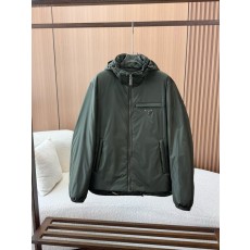 프라다 남성용 탈부착 조임끈 후드 리사이클 나일론 다운 001-276709