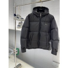 검정색 레터 자카드 후드 다운 점퍼 001-276751