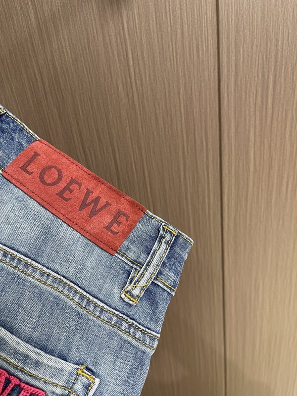 LOEWE 자수 스트레이트 데님 팬츠 001-277206