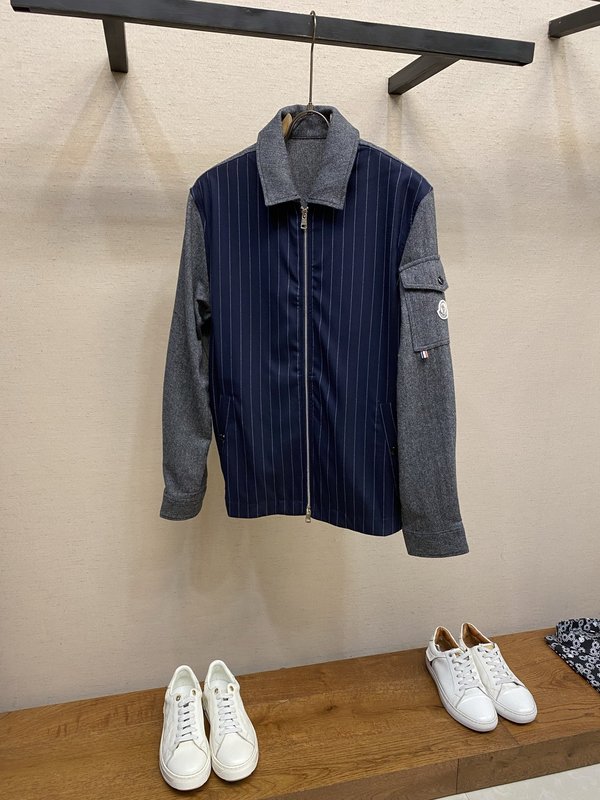 Moncler 울 스트라이프 지퍼 재킷 001-277363