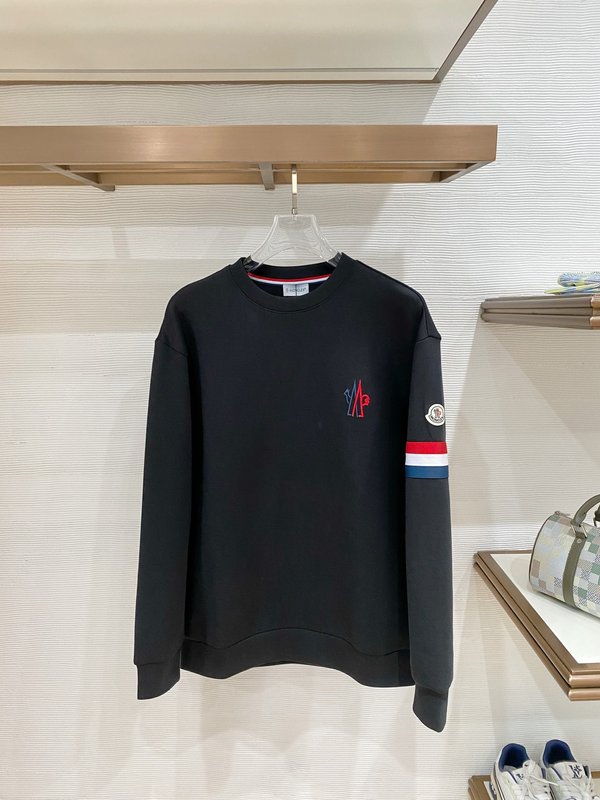 Moncler 레드블루 수탉 자수 스트라이프 패치 크루 001-277534