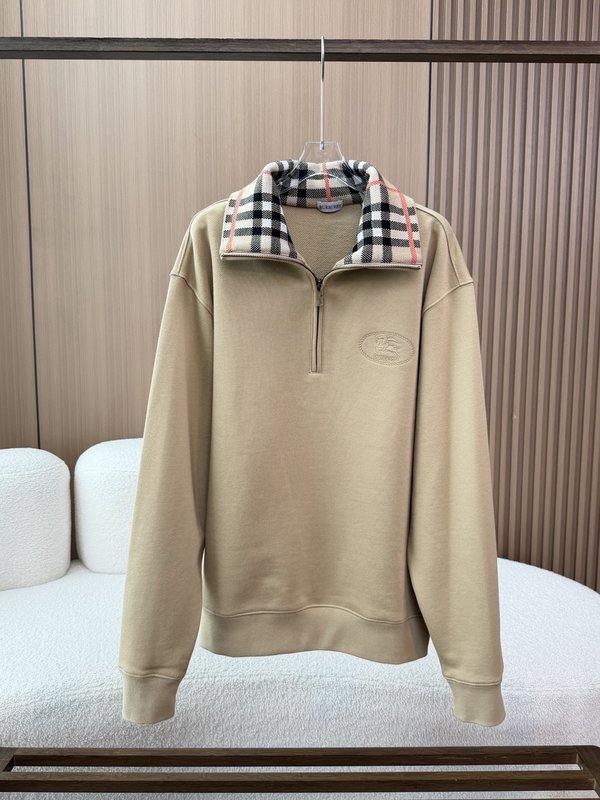 버버리 남성 체크 카라 코튼 하프지퍼 스웨트셔츠 001-277777
