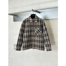 버버리 양모혼방 체크 카라 스냅버튼 코튼 재킷 001-277928