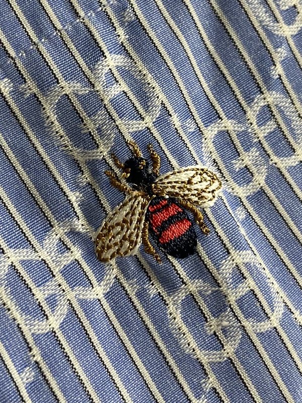 GUCCI 스트라이프 풀 로고 드롭 칼라 긴팔 셔츠 001-277955
