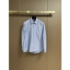GUCCI 스트라이프 풀 로고 드롭 칼라 긴팔 셔츠 001-277955