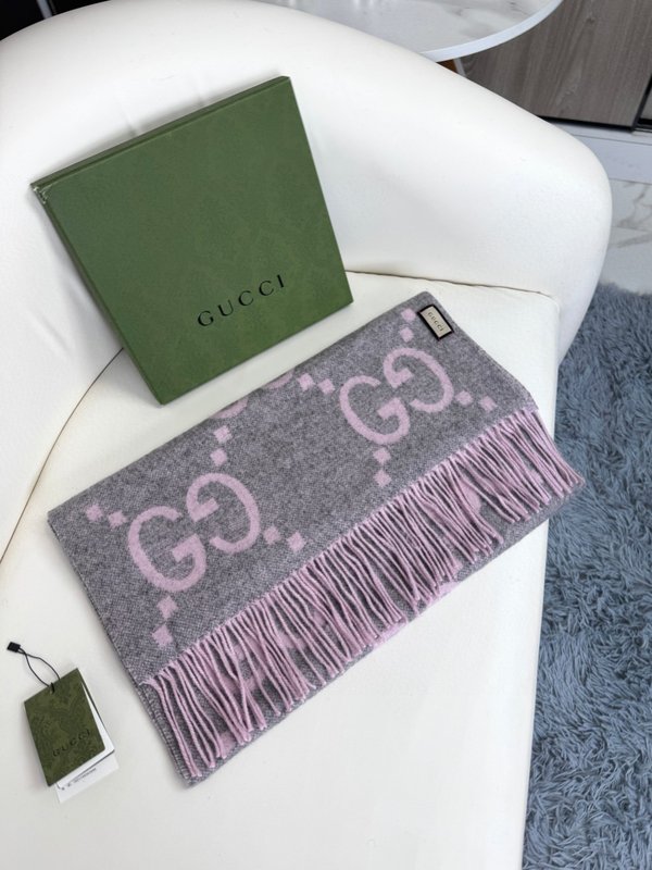 GUCCI 더블 G 자카드 프린지 스카프 001-278029