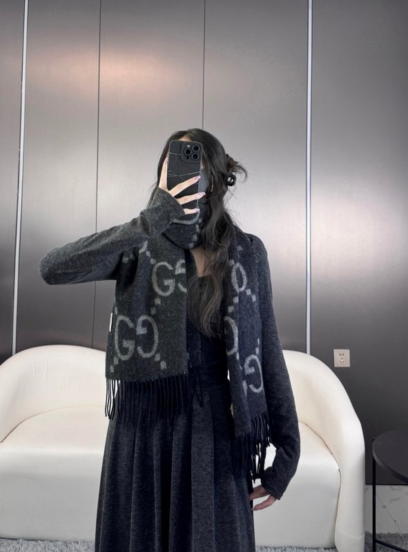 GUCCI 더블 G 자카드 프린지 스카프 001-278029