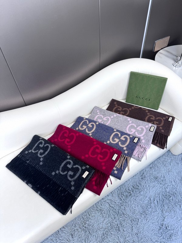 GUCCI 더블 G 자카드 프린지 스카프 001-278029