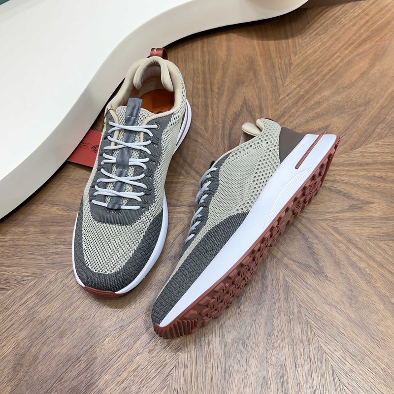 Loro Piana 메쉬 소가죽 캐주얼 운동화 남성 001-278385