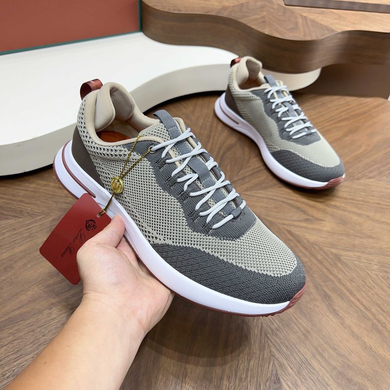 Loro Piana 메쉬 소가죽 캐주얼 운동화 남성 001-278385