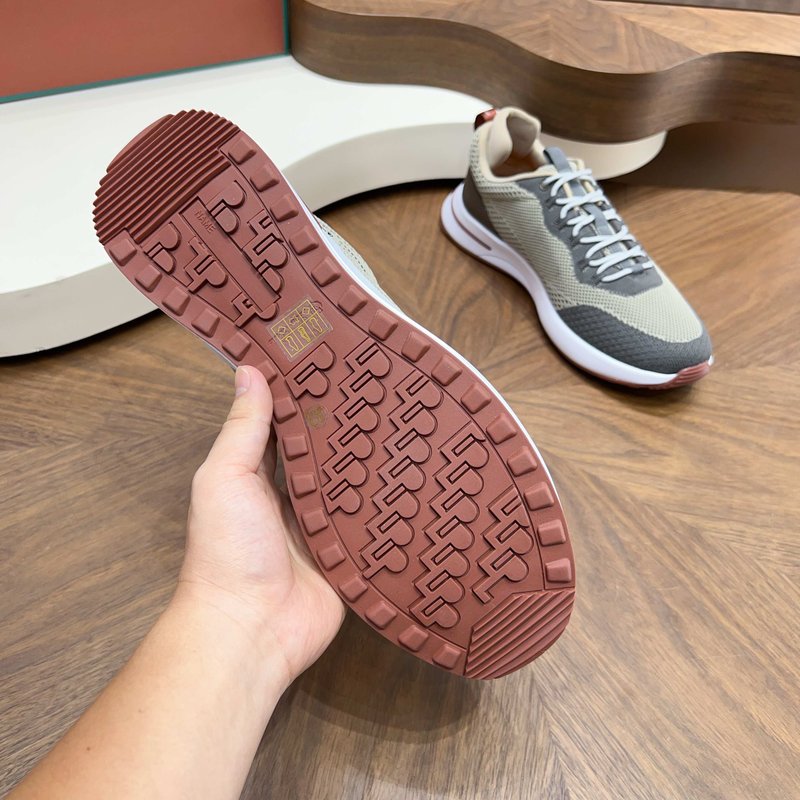 Loro Piana 메쉬 소가죽 캐주얼 운동화 남성 001-278385