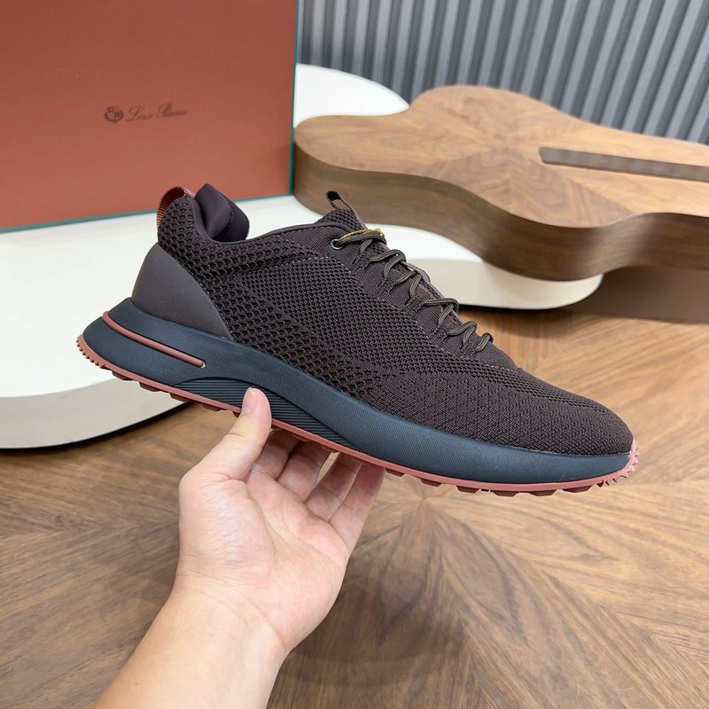 Loro Piana 메쉬 가죽 캐주얼 운동화 남성 001-278420