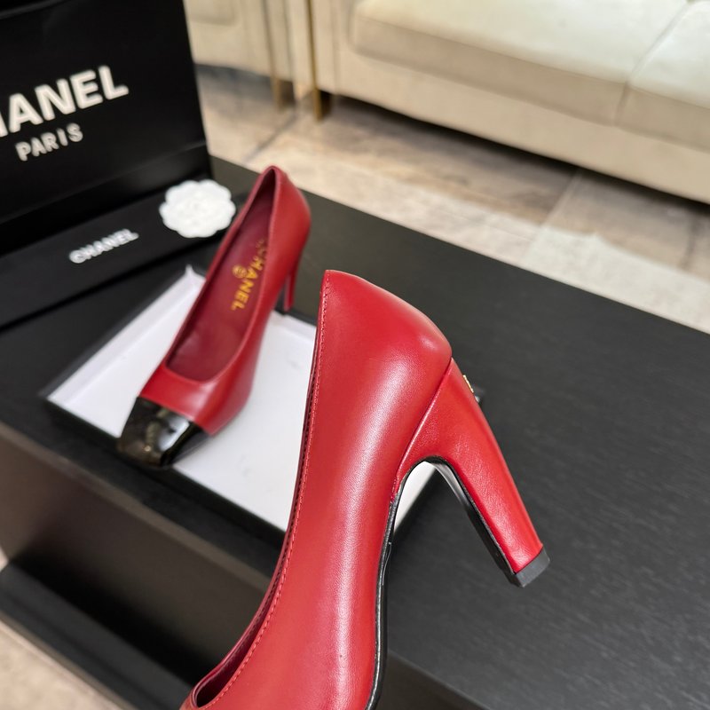 샤넬 더블 C 자수 투톤 하이힐 펌프스 001-278515