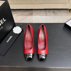 샤넬 더블 C 자수 투톤 하이힐 펌프스 001-278515