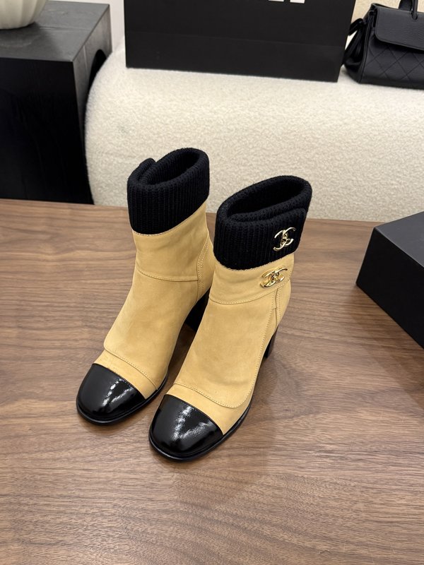 소가죽 양가죽 여성 부츠 8cm 굽 001-278621
