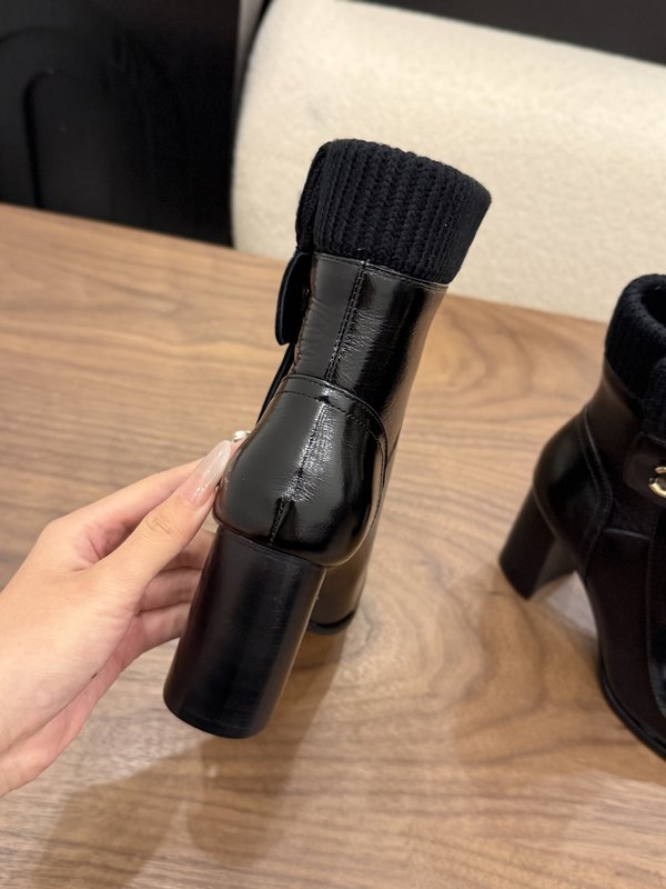 검정색 8cm 하이힐 부츠 001-278622