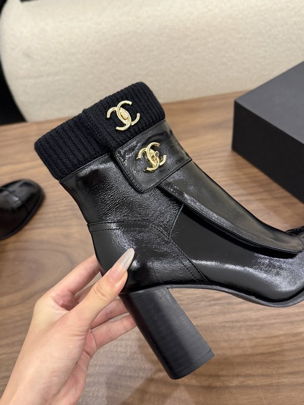 검정색 8cm 하이힐 부츠 001-278622