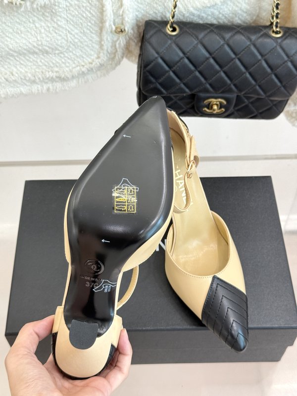 샤넬 스타일 포인트 컬러 블록 스틸레토 힐 001-278653