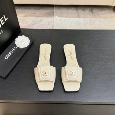 샤넬 스타일 더블 C 버클 스퀘어 헤드 슬리퍼 001-278666