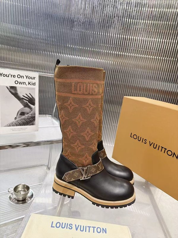 LV 니트 패치 하이탑 라이더 부츠 001-278736
