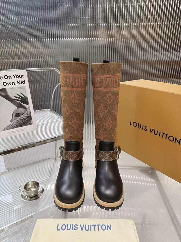 LV 니트 패치 하이탑 라이더 부츠 001-278736