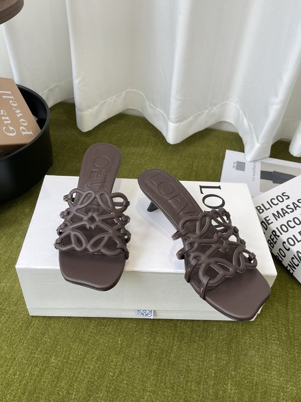 LOEWE 로에베 하이힐 가죽 슬리퍼 001-278850