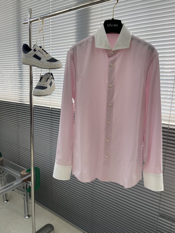PRAD 투톤 칼라 포플린 미세 탄력 셔츠 001-278911