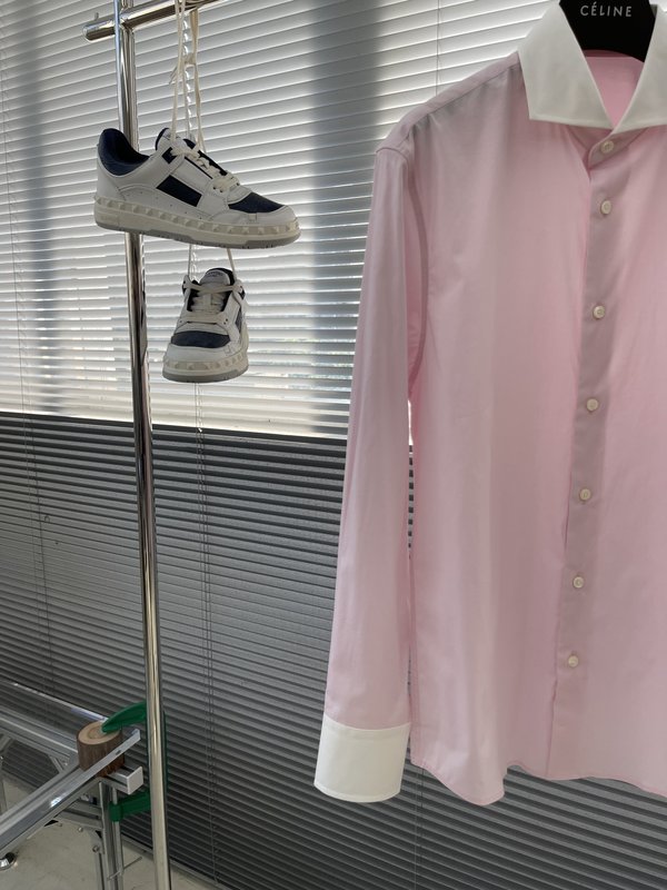 PRAD 투톤 칼라 포플린 미세 탄력 셔츠 001-278911