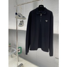 PRAD 트라이앵글 로고 긴팔 폴로 셔츠 001-278945