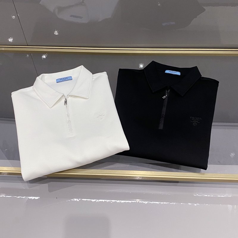 PRAD*A 남성 턴다운 칼라 긴팔 티셔츠 001-278951