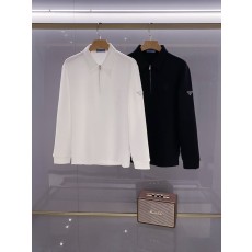 PRAD*A 남성 턴다운 칼라 긴팔 티셔츠 001-278951