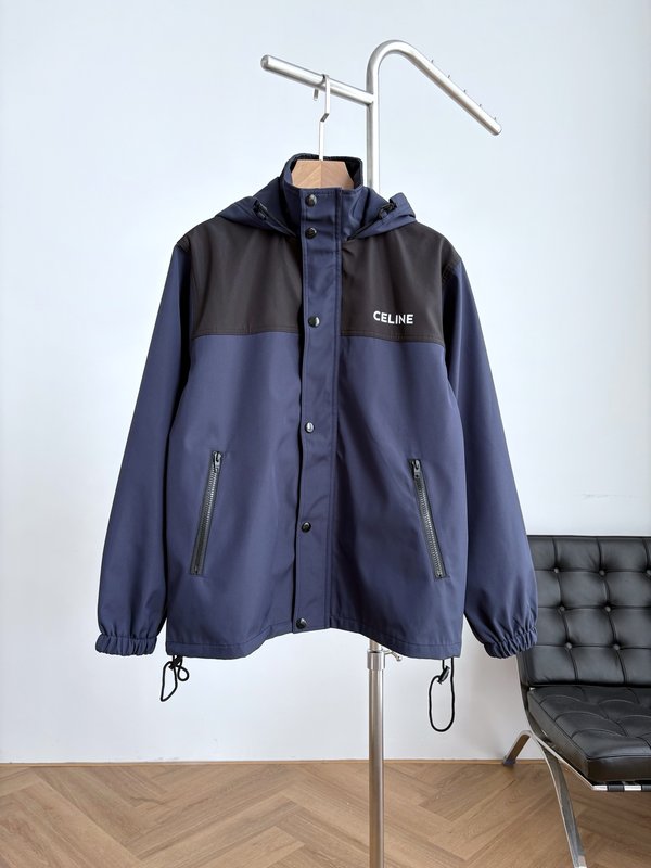 셀린 블루블랙 컬러블록 후드 재킷 001-278973