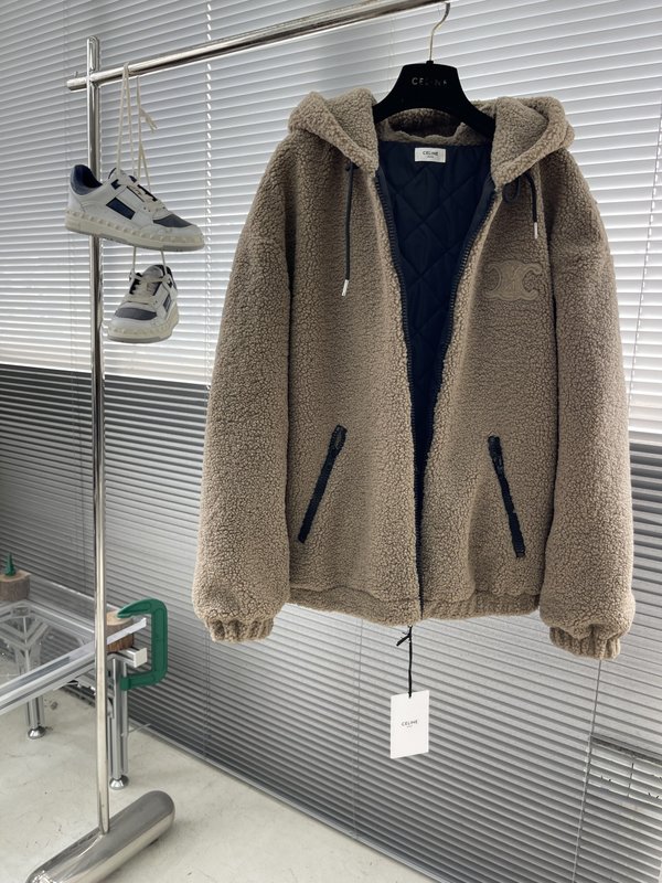 셀린 장식 로고 벨벳 면 패딩 자켓 001-278976