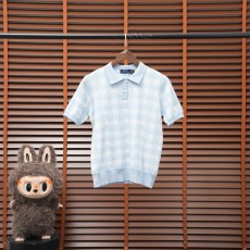 Ralph Lauren 여성 V넥 그리드 반팔 티셔츠 001-279113