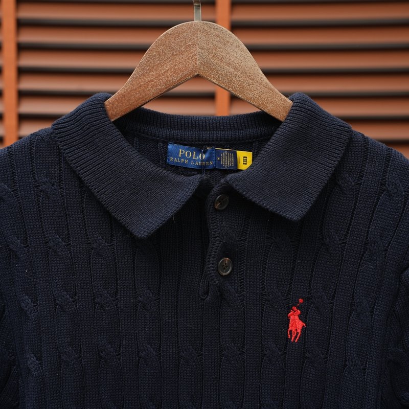 Ralph Lauren V넥 케이블 니트 스웨터 남성용 001-279123