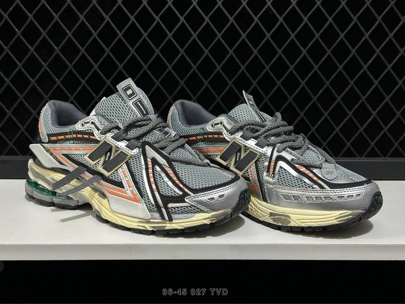 New Balance 레트로 러닝화 그레이/옐로우 001-279624