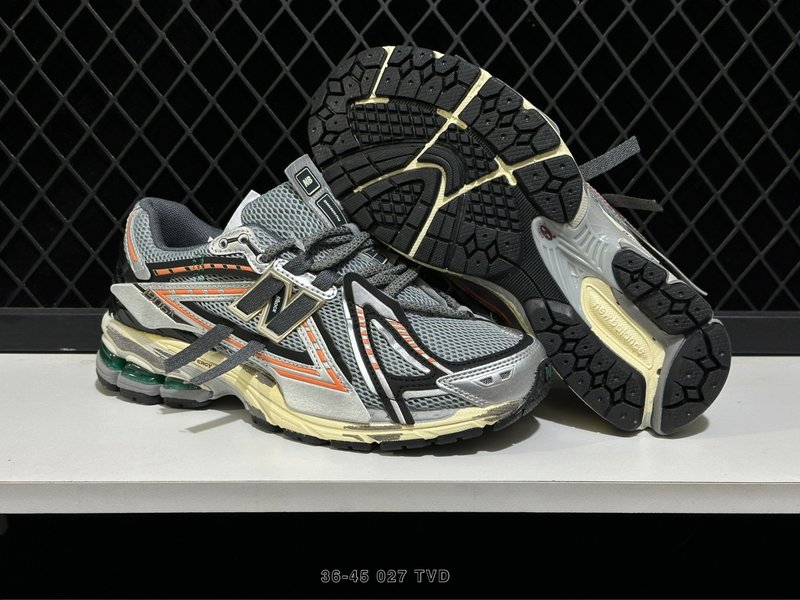 New Balance 레트로 러닝화 그레이/옐로우 001-279624